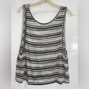 Grey and black striped tank top, slightly cropped, perfect condition, low back